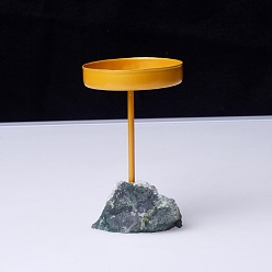 Moss Agate Rough Raw Natural Moss Agate Base Candle Holder, Flat Round Candlesticks for Wedding Decoration, Tray: 5.5cm