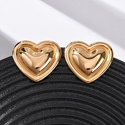 Настоящее золото 18K 304 из нержавеющей стали серьги, вакуумное покрытие pvd, сердце, реальный 18 k позолоченный, 26.5x29.5 мм