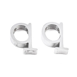 Letter Q Устойчивые к потускнению 304 подвески из нержавеющей стали, цвет нержавеющей стали, буквы, letter.q, 12x10x3 мм, отверстие : 1.8 мм