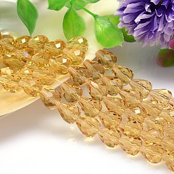 Мокасин Граненая капля имитация австрийского хрусталя бусины, класс AAA, мокасин, 12x10 мм, отверстие : 0.9~1 мм, около 33 шт / нитка, 15.7 дюйм