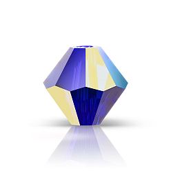 30240 20000 Cobalt Blue AB 2x Хрустальные бусины preciosa®, чешский хрусталь, биконус(451 69 302 рондель), 30240 20000 кобальтовый синий ab 2x, 4 мм, отверстие : 0.8 мм