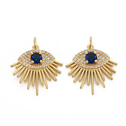 Настоящее золото 16K Латунные микро проложить кубического циркония подвески, эмаль, с прыжковых колец, без никеля , глаз, реальный 16 k позолоченный, 22x22x4 мм, Перейти кольцо: 5x1 мм, 3 мм внутренним диаметром