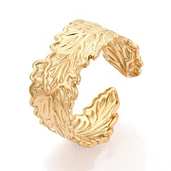 Настоящее золото 18K Ионное покрытие (ip) 304 манжеты из нержавеющей стали для женщин, лист, реальный 18 k позолоченный, 10.5 мм, размер США 7 1/4 (17.5 мм)