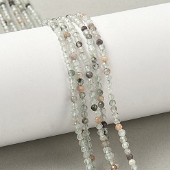 Лодолит Кварц Натуральный зеленый кварц лодолит / садовый кварц / бусы из зеленого фантомного кварца, граненые, круглые, 2~2.5 мм, отверстие : 0.5 мм, около 165 шт / нитка, 15.20'' (38.6 см)