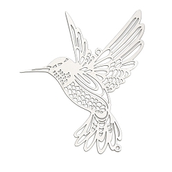 Нержавеющая Сталь Цвет 201 подвески для соединителей из нержавеющей стали, вырезанные лазером, ссылки бабочки, гравированные металлические украшения, не тускнеет, цвет нержавеющей стали, 103x90x0.3 мм, отверстие : 2 мм