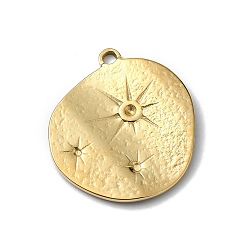 Настоящее золото 14K 304 Настройки горный хрусталь из нержавеющей стали кулон, плоско-круглые, реальный 14 k позолоченный, пригодный для стразов 1 мм, 23.5x21.5x2 мм, отверстие : 2 мм