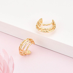 Настоящее золото 18K Латунь манжеты серьги, реальный 18 k позолоченный, 16~17x17.5~18x8.3 мм