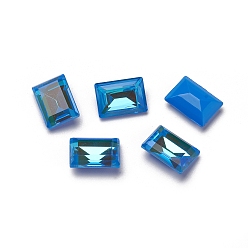 Сапфир Стеклянные стразы кабошоны, флуоресцентный стиль мокко, назад назад, граненые, прямоугольные, флуоресценция, сапфир, 14x10x6 мм