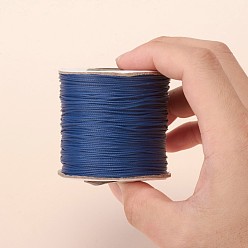 Prussian Blue Waxed Polyester Cord, Bead Cord, Prussian Blue, 0.5mm, about 169.51~174.98 Yards(155~160m)/Roll