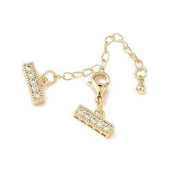 Настоящее золото 18K Удлинитель цепи из прозрачного кубического циркония из латуни с микропаве, прямоугольные, без кадмия и без свинца, долговечный, стойки покрытие, реальный 18 k позолоченный, 25 мм