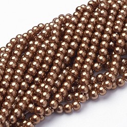 Dark Goldenrod Eco-Friendly Dyed Glass Pearl Round Beads Strands, Grade A, Cotton Cord Threaded, Dark Goldenrod, 4~4.5mm, Hole: 0.7~1.1mm, about 104pcs/strand, 15 inch
