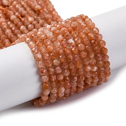 Sunstone Natural Gold Sunstone Beads Strands, Faceted, Round, 3~3.5mm, Hole: 0.6~0.7mm, about 112~127pcs/strand, 14.69~15.47''(37.3~39.3cm)