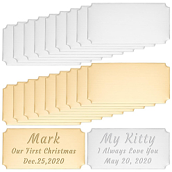 Золотой & Цвет Нержавеющей Стали 20 шт. 2 цветные самоклеящиеся 201 визитные карточки из нержавеющей стали, прямоугольные, золотые и нержавеющая сталь цвет, 100x50x0.4 мм, 10 шт / цвет