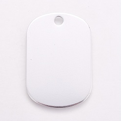 Argent Pendentifs en aluminium, pet tag, rectangle, argenterie, 38x25x1mm, Trou: 3.5mm