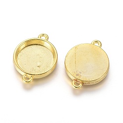 Golden Tibetan Style Alloy Cabochon Connector Settings, Lead Free and Cadmium Free, Flat Round, Golden, Tray: 15mm, 25x18x3mm, Hole: 2mm