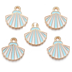 Shell Shape Эмалевые подвески из сплава с морскими животными, золотые, формы раковины, 13x12.5 мм, отверстие : 1.5 мм