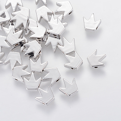 Платинированный Латунные бусины, без никеля , Реальная платина, корона, 8x8x3 мм, отверстие : 1.5 мм