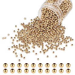 Raw(Unplated) Brass Finding Beads, Seamless Round Beads, Unplated, 4mm, Hole: 1.8mm, 1500pcs/Box