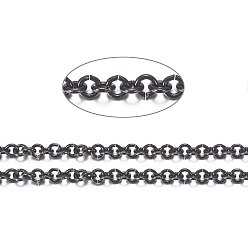 Черный 304 из нержавеющей стали цепи Роло, с катушкой, для изготовления ювелирных изделий, несварные, ионное покрытие (ip), электрофорез черный, 3.5x0.8 мм, около 32.8 футов (10 м) / рулон