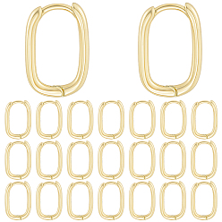Настоящее золото 18K 12пары латунных серег-колец Huggie Hoops, овальные, реальный 18 k позолоченный, 16x12x2 мм, штифты : 1 мм