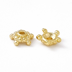 Real 24K Gold Plated Brass Spacer Beads, Cadmium Free & Lead Free, Flower, Real 24K Gold Plated, 6.5x2.4mm, Hole: 1.4mm