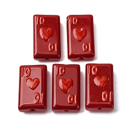 (123L) Белый крем непрозрачный блеск Бусины из стеклянной эмали, окрашенные методом запекания, бусины ручной работы, игральная карта, огнеупорный кирпич, 24.5~25x14.5~15x7.5~8.5 мм, отверстие : 1.6~1.8 мм