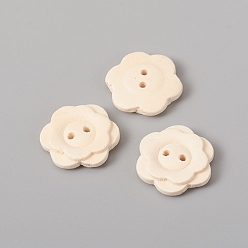 BurlyWood 2-Hole Natural Wood Buttons, for Sewing Crafting, Undyed, Flower, BurlyWood, 20x4.5mm, Hole: 2mm