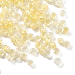 Светло-хаки 10 g стеклянный бисер, непрозрачные радужные цвета , цилиндр, светлый хаки, 2.5x2 мм, отверстие : 1.4 мм