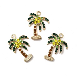 Разноцветный Подвески из сплава страз, кокосовая пальма, красочный, 28.5x20.5x3.5 мм, отверстие : 2.5 мм