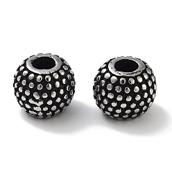 Античное Серебро 304 из нержавеющей стали бусы, круглые, античное серебро, 8x6.5 мм, отверстие : 2.5 мм