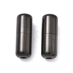 Черный 304 из нержавеющей стали винтовые застежками, для изготовления ювелирных изделий, колонка, ионное покрытие (ip), чёрные, 16.5x6 мм, отверстие : 2 мм
