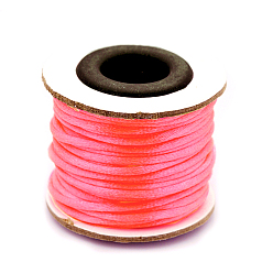Ярко-Розовый Макраме Rattail китайские шнуры узел приготовления круглый нейлон плетеный строк темы, атласный шнур, ярко-розовый, 2 мм, около 10.93 ярдов (10 м) / рулон