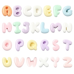 Mixed Color 26Pcs Resin Beads, Letter A~Z, Mixed Color, 11~12.5x8.5~12x5~6mm, Hole: 1.2mm