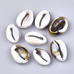 Floral White Acrylic Beads, Imitation Gemstone Style, No Hole/Undrilled, Cowrie Shell Shape, Floral White, 17~20x11.5~14x6~7mm, about 806pcs/500g