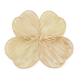 Настоящее золото 18K Шапочки и конусы для бусин, латунные, клевер, реальный 18 k позолоченный, 34x39x1 мм, отверстие : 0.9 мм