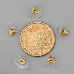 Golden Brass Ear Nuts, Bullet Clutch Earring Backs with Pad, for Stablizing Heavy Post Earrings, Flat Round, Golden, 11x6mm, Hole: 1mm