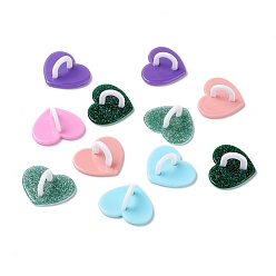 Mixed Color Acrylic Cell Phone Finger Ring, Heart with Self Adhesive, Phone Finger Grip Loop Stand Supplies, Mixed Color, 24x29.5x13mm, Hole: 7.7x7mm