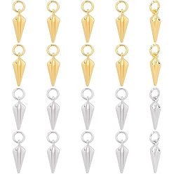 Платиновый & Золотой 20 шт 2 цвета латунные подвески, с целью перехода в кольце, без кадмия и без свинца, конус, платиной и золотом, 14x5x5 мм, отверстие : 3 мм, 10 шт / цвет