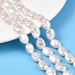 (404) Непрозрачное AB Кислое яблоко Прозрачные брызги окрашенные стеклянные бусы пряди, овальные, цветочный белый, 13.5x10.5x5.5 мм, отверстие : 0.9 мм, около 32 шт / нитка, 16.14~16.42 дюйм (41~41.7 см)