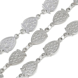 Нержавеющая Сталь Цвет 304 цепочки из нержавеющей стали с клубничным звеном, пайки, с катушкой, цвет нержавеющей стали, 17.5x9x1.3 мм