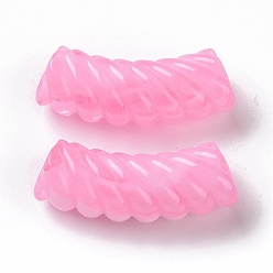 Pearl Pink Two Tone Opaque Acrylic Beads, Curved Tube, Pearl Pink, 35x14x11.5mm, Hole: 3.2mm, about 152pcs/500g