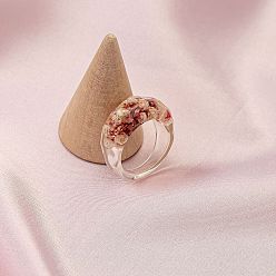 Розовый Кольца из прозрачной смолы с сухими цветами, туманная роза, размер США 8 1/2 (18.5 мм)