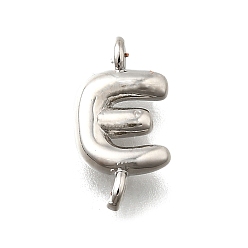 Letter E Подвески из латуни, без свинца и без кадмия, долговечный, стойки покрытие, платина, Письмо E, 12.5x7x2.5 мм, отверстие : 1.2 мм