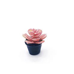 Pink Mini Resin Artificial Succulent Plant Ornaments, Miniature Bonsai, for Dollhouse, Home Display Decoration, Pink, 13x23mm