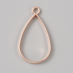 Light Gold Подвесные подвески из сплава, для diy уф смолы, эпоксидная смола, слеза, золотой свет, 38x21x3 мм, отверстие : 2.8 мм