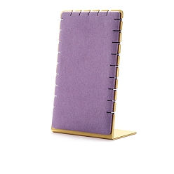 Сливовый Металлическая стойка для хранения ювелирных изделий из микрофибры, Ожерелье дисплеев, слива, 90x50x140 мм