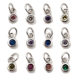 (52) Непрозрачная лаванда Латунь прокладывает кубические циркониевые прелести, плоский круглый шарм, долговечный, без кадмия и без свинца, платина, с целью перехода в кольце, разноцветные, 7.5x4.5x2 мм, отверстие : 3.5 мм