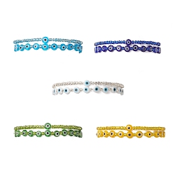 Mixed Color Glass Seed Beads Beaded Bracelets Sets, Evil Eye Lampwork Beads Stretch Bracelets for Woman, Mixed Color, Inner Diameter: 2 inch(5.1~5.2cm)