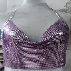 Средняя Орхидея Жилет из алюминиевого сплава с пайетками и воротником-халтер, грудь сексуальные цепи тела для женщин, средне орхидеи, 190~230x440 мм