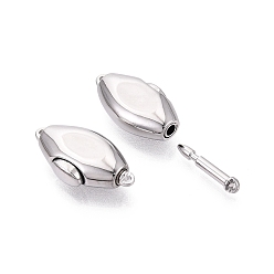 Платина Застежки латунные коробки, ромб, 1 нитей, 2-луночное, платина, 22.5~23x11.5~12x6 мм, отверстие : 1~1.2 мм